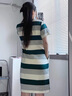 clotho Rennie品牌女裝條紋連衣裙女2025夏季新款氣質(zhì)寬松遮肉顯瘦圓領(lǐng)中長(cháng)裙子 綠色 M 曬單實(shí)拍圖