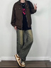 Shelley Jones 咖啡色潮流外套男士秋季vintage美式復古cleanfit底特律工裝夾克 A007-J7195咖啡色 XL [建議125-145斤] 曬單實(shí)拍圖
