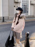 VEGA CHANG【90白鴨絨】羽絨服女2025冬新款貉子毛領(lǐng)工裝連帽外套 柔霧粉 S 曬單實拍圖
