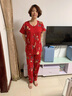 多俏美短袖長(cháng)褲睡衣女夏季薄款純棉紅色大碼春夏天全棉女家居服兩件套裝 TG61176套裝 XL 曬單實(shí)拍圖
