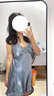 雅鹿睡衣女夏季吊裙中長(cháng)仿仿真絲性感胸墊連衣裙蕾絲韓版寬松大碼家居 101吊裙灰藍色帶胸墊) XL 曬單實(shí)拍圖