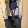 JIOESC蝴蝶結黑絲女春秋季防勾絲襪lolita洛麗塔純欲仿珍珠任意剪連體襪 黑色蝴蝶結 曬單實(shí)拍圖