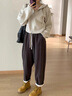 CTOX寬松慵懶拉鏈減齡外搭毛衣女開衫2025春秋新款韓版連帽針織衫外套 杏色 L建議105120斤 曬單實(shí)拍圖