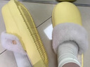 樸西防水棉拖鞋女冬季室內家居厚底防滑保暖可拆洗棉絨棉拖鞋情侶款 香蕉黃 36-37 曬單實(shí)拍圖