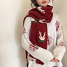 MAINLYKITTY圍巾女秋冬季高級感針織保暖圍脖元旦生日新年禮物送女朋友老婆 雪花鹿紅-禮盒裝 曬單實(shí)拍圖