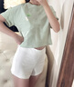 真維斯純棉短款短袖t恤打底衫女夏季2025年女裝新款少女感小個子衣服 水綠-白兔四葉草K L （建議100-110斤） 曬單實拍圖