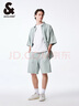 杰克·瓊斯（JACK&JONES）新款男士舒適彈力字母貼布休閑牛仔短褲男裝224343001 E42 中牛仔藍(lán) M （175) 曬單實(shí)拍圖