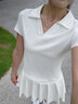 悅步網(wǎng)球服運動(dòng)套裝女修身春秋Polo衫羽毛球訓練健身衣速干跑步短褲裙 白色上衣 M 曬單實(shí)拍圖