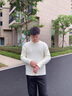 啄木鳥(niǎo)菱形提花毛衣男2025加絨秋冬季2025新款圓領(lǐng)針織衫休閑保暖打底衫 米白色 L 曬單實(shí)拍圖