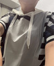 皮爾卡丹2024夏季新款衛(wèi)衣女寬松韓版小眾條紋洋氣薄款短袖連帽t恤上衣潮 條紋拼色 L 曬單實(shí)拍圖