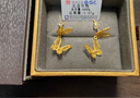 明牌珠寶 足金古法黃金雙生蝶蝴蝶耳墜耳飾送禮女AFH0361工費250 J 足金耳飾 約3.07克 曬單實(shí)拍圖