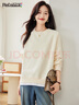 品彩（PinCai）松弛感衛衣女簡(jiǎn)約純色圓領(lǐng)假兩件拼接衛衣寬松百搭上衣 P141W1739 曬單實(shí)拍圖