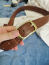 西本兔皮帶女士真皮腰帶女韓版免打孔百搭牛仔褲帶時(shí)尚簡(jiǎn)約裝飾裙帶針扣 YD經(jīng)典-焦糖色 曬單實(shí)拍圖