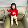 幼歌（YOUGE）嬰幼兒新款圣誕卡通彈力領(lǐng)口套頭軟糯親膚保暖純棉毛衣 圣誕紅 90 cm 曬單實(shí)拍圖