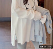 LOVER RUCCI白色打底衫衛(wèi)衣內(nèi)搭配鯊魚褲長款t恤女長袖薄款遮屁股寬松大白t夏 白色乖乖熊 L 曬單實(shí)拍圖