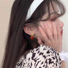 大絨鵝質(zhì)耳環(huán)女2024新款禮物潮氣質(zhì)大氣耳墜輕奢高級(jí)感紅色耳飾 氣質(zhì)白/金色耳 曬單實(shí)拍圖