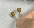 阿梵尼18K金耳釘女玫瑰金耳環(huán)黃金色圓球形豆豆 一對 黃金色一對 曬單實(shí)拍圖