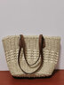 芙玖兔草編包情人節法式小眾包包女編織休閑學(xué)生菜籃子手提單肩托特大包 米白色 曬單實(shí)拍圖