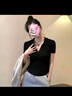 駱駝（CAMEL）瑜伽服女款春夏季短袖衣服運(yùn)動(dòng)上衣透氣速干冰涼修身休閑T恤 6018 曬單實(shí)拍圖