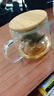 禾艾蘇（heisou）耐熱玻璃茶杯茶水分離杯辦公杯居家喝茶杯水杯帶蓋茶道杯杯子 羚羊三件杯【竹木蓋】 550ml 曬單實(shí)拍圖
