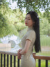 大絨鵝質(zhì)耳環(huán)女2024年新款設(shè)計(jì)感輕奢禮物復(fù)古短款郁金香綠耳墜 郁金香綠色 曬單實(shí)拍圖
