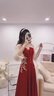 麗佰昕敬酒服紗袖新娘新款酒紅色氣質(zhì)訂婚禮服結婚回門(mén)便裝平時(shí)可穿春夏 酒紅色長(cháng)款 M 曬單實(shí)拍圖