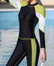 柯帛專(zhuān)業(yè)潛水服運動(dòng)泳衣女款長(cháng)袖長(cháng)褲連體沖浪浮潛服大碼胖mm泳裝 綠色拼接 M 曬單實(shí)拍圖