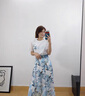 艾珠兒（Aizhuer）雪紡連衣裙女裝2024年夏季新款韓版顯瘦碎花小個子套裝裙子夏天 藍(lán)色套裝 M 曬單實拍圖