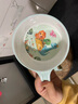 五和（WUHE）輔食碗兒童餐具寶寶吃飯碗卡通帶手柄嬰幼兒碗耐樹(shù)脂食品級防燙 小恐龍單柄碗400ML 曬單實(shí)拍圖