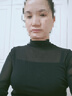 TKSY小半高領(lǐng)網(wǎng)紗黑色打底衫女士時(shí)尚長(cháng)袖T恤2025新款薄款上衣感 黑色 L 曬單實(shí)拍圖