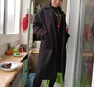 貝娜妮大碼女裝流行赫本風(fēng)呢子大衣女秋冬季韓版中長(cháng)款寬松毛呢外套胖mm 黑色 3XL 建議160-180斤 曬單實(shí)拍圖