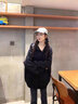 索菲堡 美式hiphop潮牌華棉衛衣女冬oversize寬松加絨正肩黑色連帽外套 黑色薄款 L 曬單實(shí)拍圖