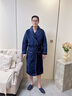 莫代爾夾棉睡袍男加肥加大碼冬季加絨加厚三層夾棉男款睡衣浴袍 2142寶藍 5XL (215-245斤) 曬單實(shí)拍圖