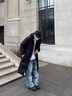 WHIM NASA新款棉服男冬季外套中長款潮流連帽加厚保暖羽棉衣絨服男情侶寬松 黑色 XL 曬單實(shí)拍圖