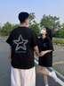 一寸相思情侶裝夏季短袖t恤男套裝新款潮流寬松一男一女學(xué)生百搭高中班服 女黑+男黑 均碼 女M+男L 曬單實拍圖
