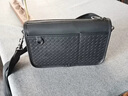 勞斯名爵（RollsMinjor）英國真皮編織斜挎包男士小包兩用手拿包橫款商務(wù)單肩隨身手機掛包 黑色 25*6*16CM 曬單實(shí)拍圖
