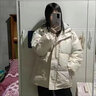 億梵莎棉服女冬季韓版寬松學(xué)生裝2023年新款假兩件冬天衣服羽棉襖絨服女 白色 均碼 曬單實拍圖