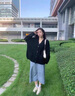 DAVEY MODE感軟糯黑色v領(lǐng)針織開衫女秋冬加厚寬松慵懶毛衣外套上衣外搭 黑色【zt】 M 建議95-105 曬單實拍圖