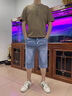 益帛牛仔短褲男士夏季薄款韓版潮流休閑百搭直筒中褲寬松七分褲子男 藍色 31【建議135-150斤】 曬單實(shí)拍圖