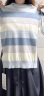欧莎（OSA）薄款显瘦条纹冰丝针织衫女夏装23年新款短款百搭上衣 蓝色A XS 实拍图