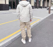 羅蒙（ROMON）羽絨服男士2024冬季加厚保暖潮牌連帽工裝夾克帥氣冬裝沖鋒衣外套 米灰色（羽絨服） XL 【120-135斤】 曬單實拍圖
