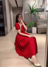 麥斯貝思敬酒服新娘遮肚子酒紅色訂婚衣服女禮服連衣裙小個子大碼 酒紅色 L 曬單實拍圖