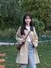 LISCN風(fēng)衣女外套2025春季新款過膝大衣撞色拼接小個(gè)子學(xué)生中長款上衣女 卡其色 S 建議(80-100斤) 曬單實(shí)拍圖