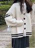 PMOG慵懶風(fēng)開衫針織衫女毛衣外套女奶fufu設(shè)計感2023春秋季新款學(xué)院風(fēng) 米白色超好看 M 曬單實拍圖