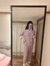 一米畫紗yimihuasha母親節(jié)禮物送媽媽女士睡衣冰絲帶胸墊家居服本命年套裝 酒紅(胸墊款) L碼【推薦100斤-120斤】 曬單實拍圖