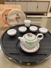 仁唐天然整塊石茶盤(pán)茶具托盤(pán)家用圓形皇庭玉排水干泡烏金石需定制 至雅30*30*3CM 曬單實(shí)拍圖