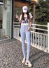 皮爾卡丹（PIERRE CARDIN）淺藍(lán)色高腰牛仔褲女緊身小腳九分2025新款夏薄顯瘦白色薄款鉛筆褲 淺藍(lán)色 單褲 九分 29 /2尺2參考115-124斤左右 曬單實拍圖