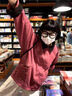 樂雅秀早秋美式復(fù)古樹莓紅夾克短外套女2025新款寬松休閑工裝棒球服上衣 【粉紅色】 40/45kg/S 曬單實(shí)拍圖
