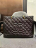 香奈兒（Chanel）【二手99新】香奈兒Chanel GST PST CF女包黑金黑銀 荔枝皮 手提 單肩女士手袋 閑置未使用黑金 曬單實(shí)拍圖