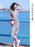 歌力思（ELLASSAY）【博主同款】夏季新款格雷系灰色休閑美式復古T恤連衣裙女 煙灰色 M 曬單實拍圖